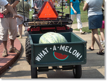 Giant Watermelon in All Terrain Vehicle Trailer